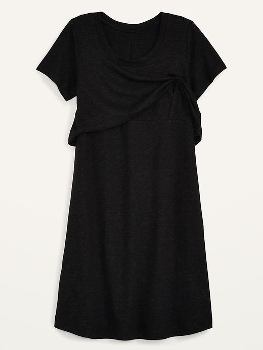 View large product image 2 of 3. Maternity Double-Layer Linen-Blend Jersey Nursing Dress