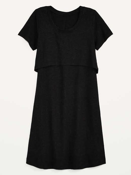 View large product image 1 of 3. Maternity Double-Layer Linen-Blend Jersey Nursing Dress