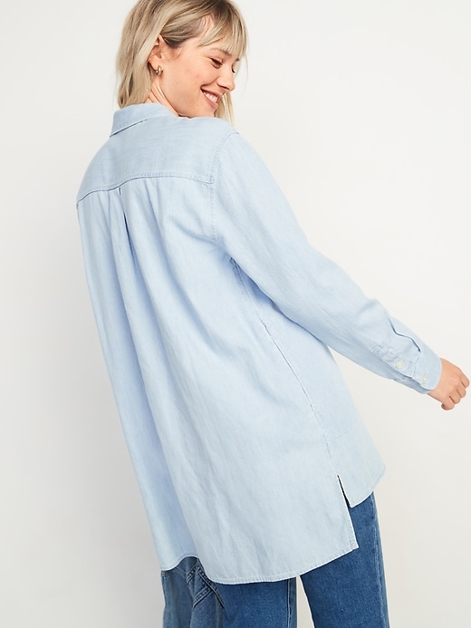 Image number 2 showing, Oversized Popover Jean Tunic Top for Women