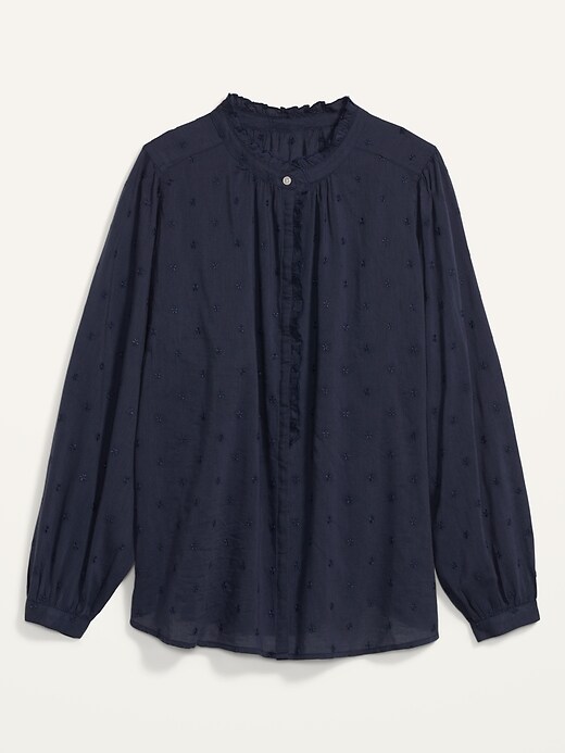 Image number 4 showing, Oversized Ruffled Floral-Embroidered Poet Blouse for Women