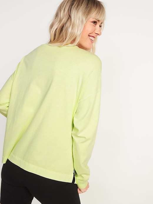 Image number 2 showing, Loose Garment-Dyed Long-Sleeve Easy Tee for Women