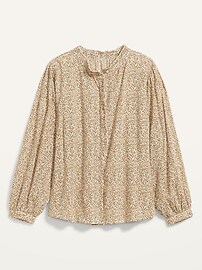 View large product image 3 of 3. Oversized Ruffled Ditsy Floral Poet Blouse for Women