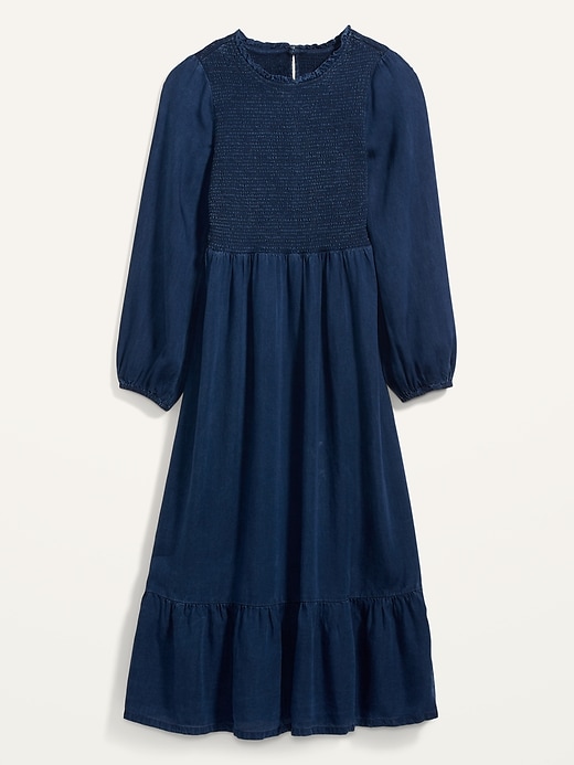 Image number 4 showing, Smocked Chambray Fit & Flare Midi Dress for Women