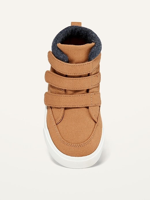 View large product image 2 of 4. Unisex Triple-Strap Canvas High-Top Sneakers for Toddler