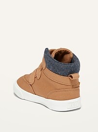 View large product image 3 of 4. Unisex Triple-Strap Canvas High-Top Sneakers for Toddler