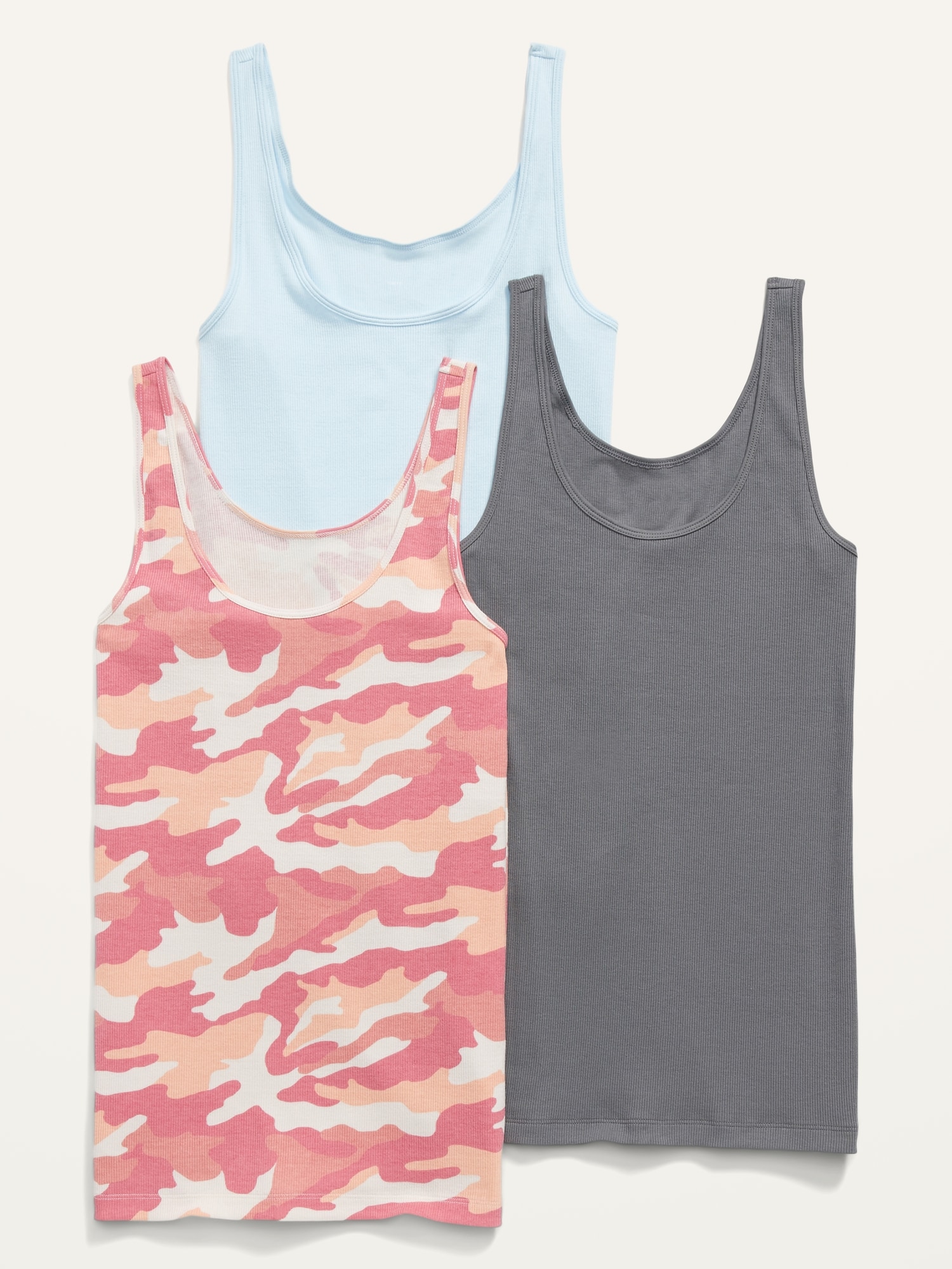 First Layer Rib-Knit Tank Top 3-Pack For Women