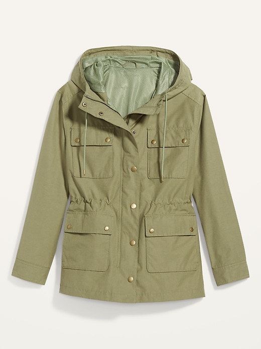 View large product image 1 of 1. Water-Resistant Canvas Hooded Utility Jacket for Women