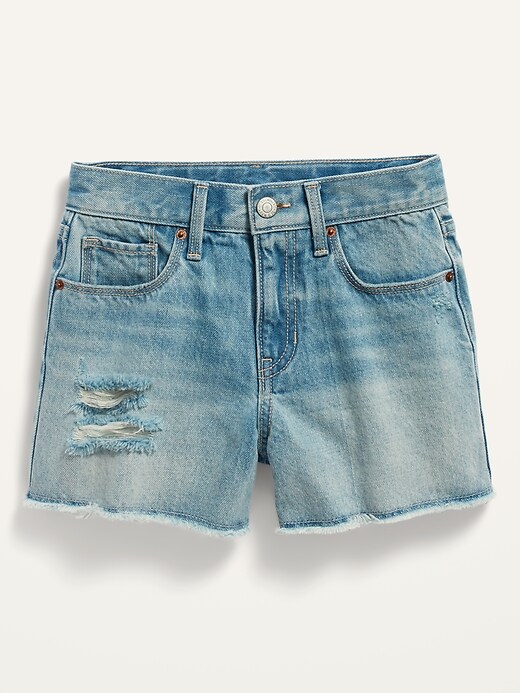 View large product image 1 of 1. Extra High-Waisted Distressed Cut-Off Jean Shorts for Girls