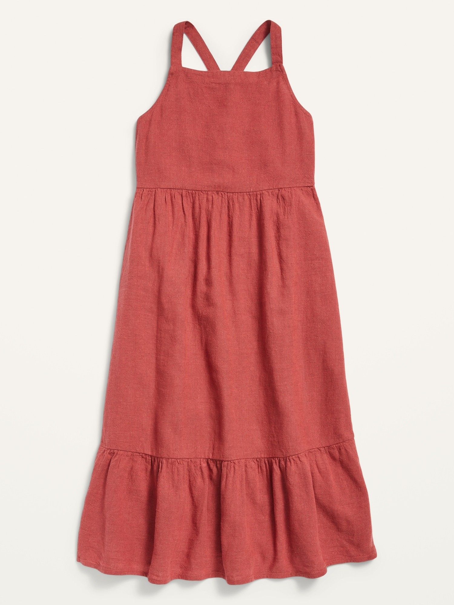 Sleeveless Square-Neck Linen-Blend Midi Dress for Girls | Old Navy