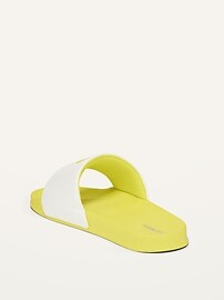 View large product image 3 of 3. Gender-Neutral Faux-Leather Graphic Pool Slides for Kids