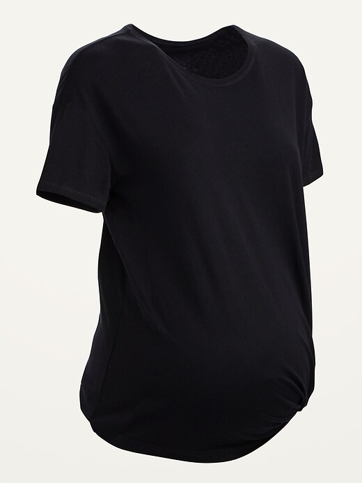 View large product image 1 of 1. Maternity Twist-Hem Crew-Neck Easy T-Shirt