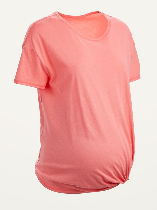 View large product image 1 of 1. Maternity Twist-Hem Crew-Neck Easy T-Shirt