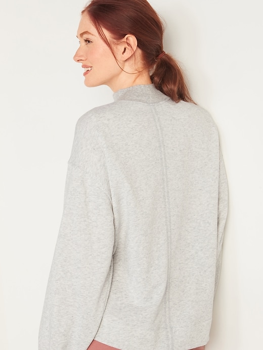 Image number 2 showing, Oversized Mock-Neck French Terry Sweatshirt for Women