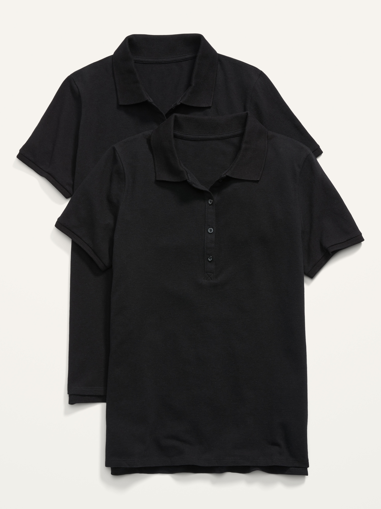 Old Navy Semi-Fitted Uniform Pique Polo Shirt 2-Pack for Women black. 1