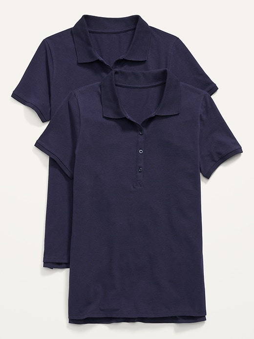 Image number 1 showing, Semi-Fitted Uniform Pique Polo Shirt 2-Pack