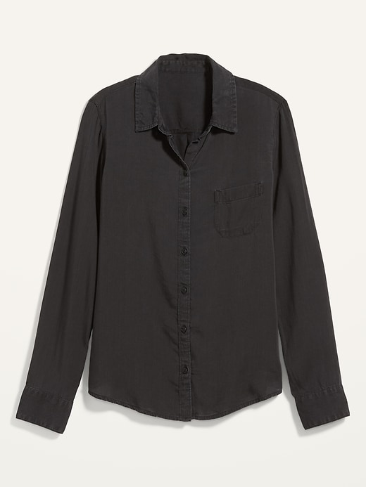 View large product image 1 of 2. Black Chambray Classic Shirt for Women
