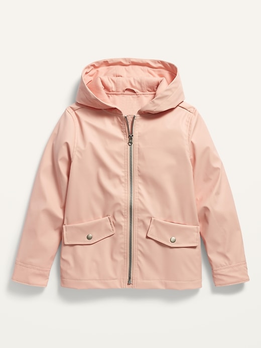 View large product image 1 of 1. Water-Resistant Hooded Rain Jacket for Girls