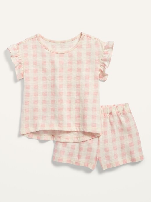 View large product image 1 of 1. Slub-Knit Flutter-Sleeve and Shorts Set for Baby