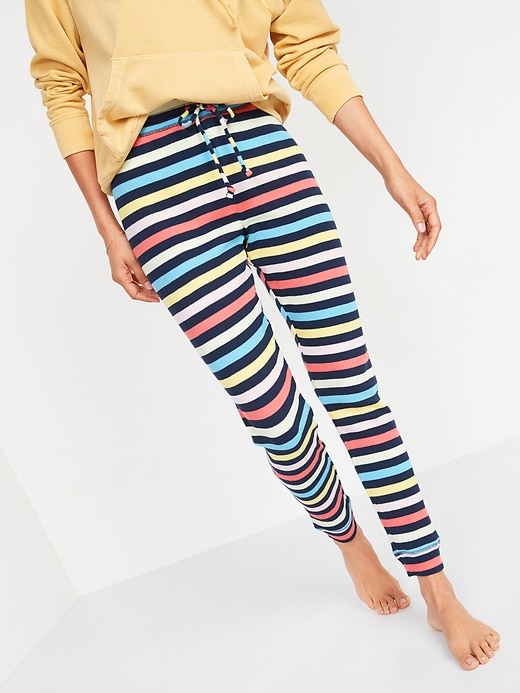 Image number 1 showing, High-Waisted Thermal-Knit Jogger Lounge Pants