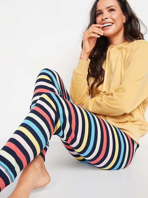 Image number 3 showing, High-Waisted Thermal-Knit Jogger Lounge Pants