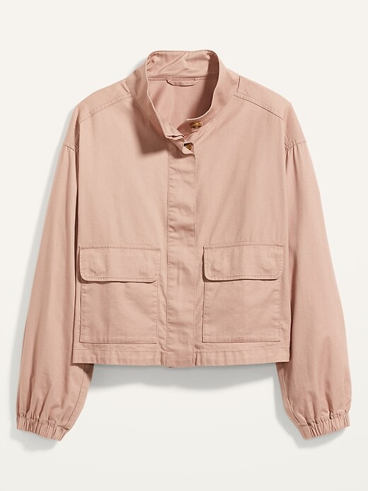 Image number 4 showing, Cropped Twill Utility Jacket for Women