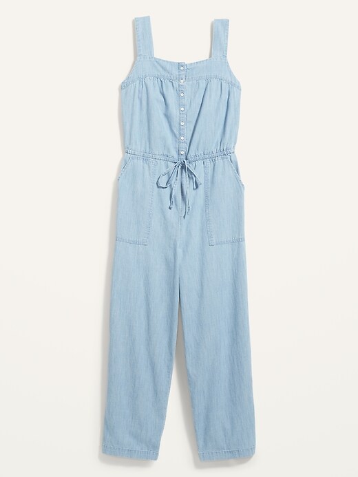 Image number 4 showing, Sleeveless Tie-Waist Utility Jean Jumpsuit