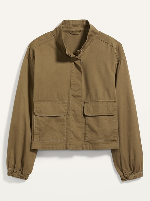 Cropped Twill Utility Jacket for Women