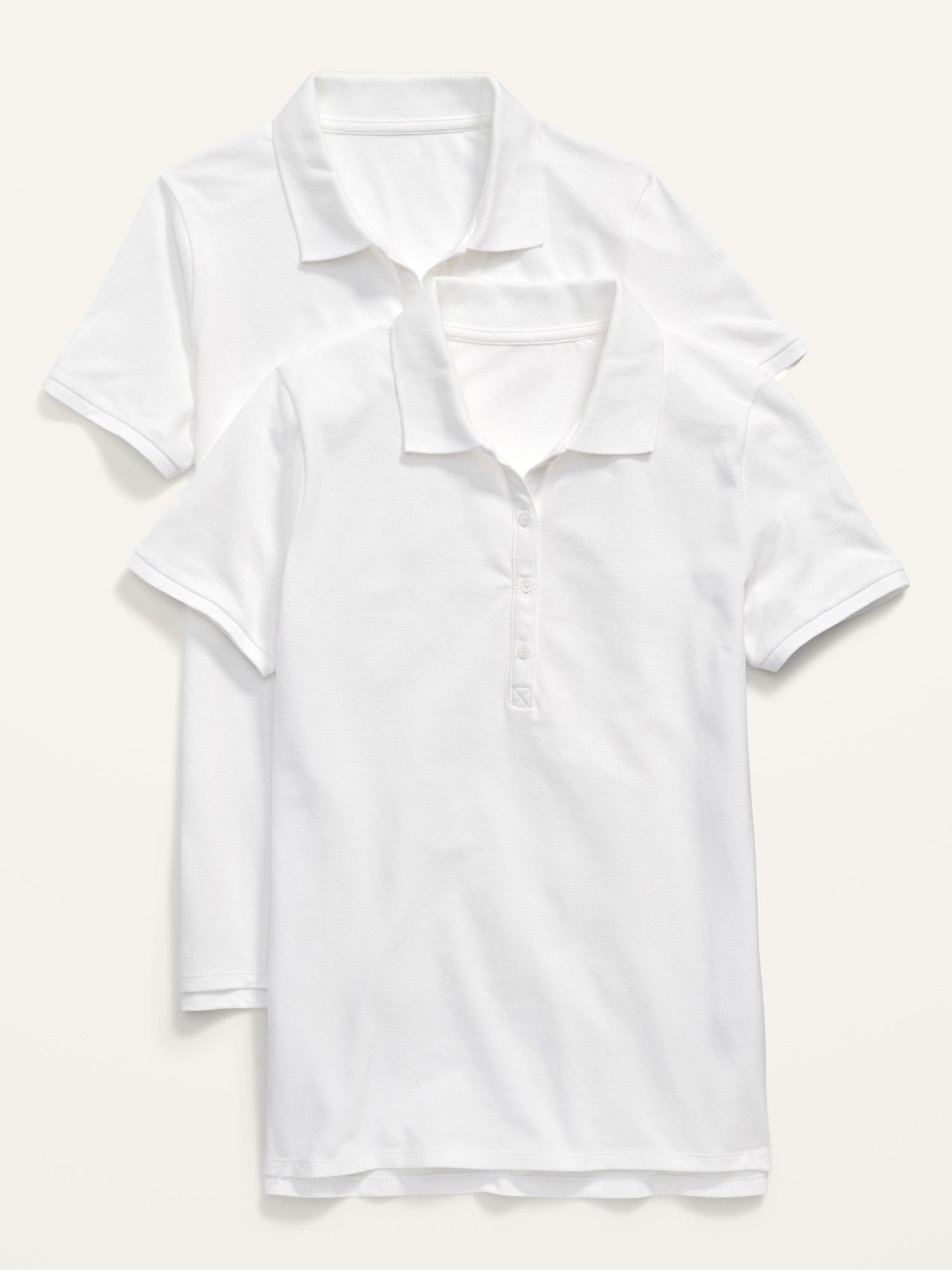 Old Navy Semi-Fitted Uniform Pique Polo Shirt 2-Pack for Women white. 1