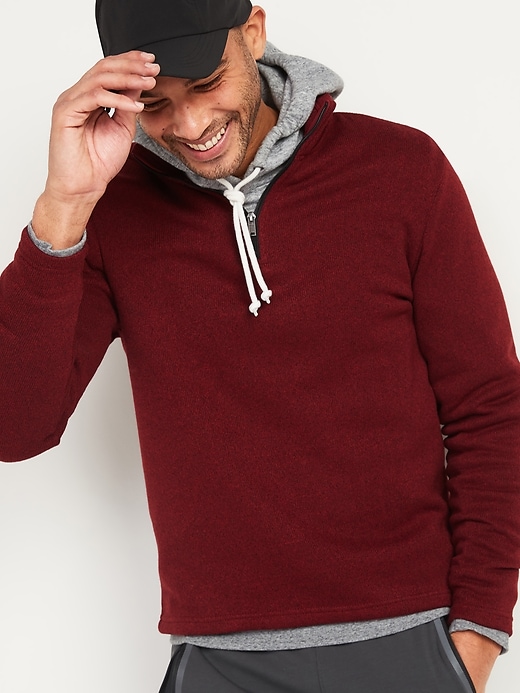 Image number 1 showing, Sweater-Fleece Quarter Zip Mock-Neck Sweatshirt