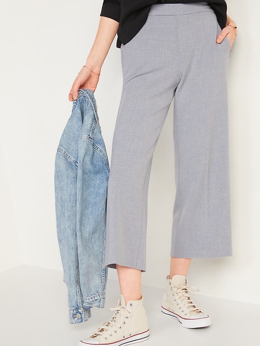 Image number 5 showing, Mid-Rise Pull-On Wide-Leg Pants for Women