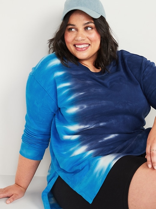 Image number 3 showing, Oversized Specially Dyed Plus-Size Tunic Sweatshirt