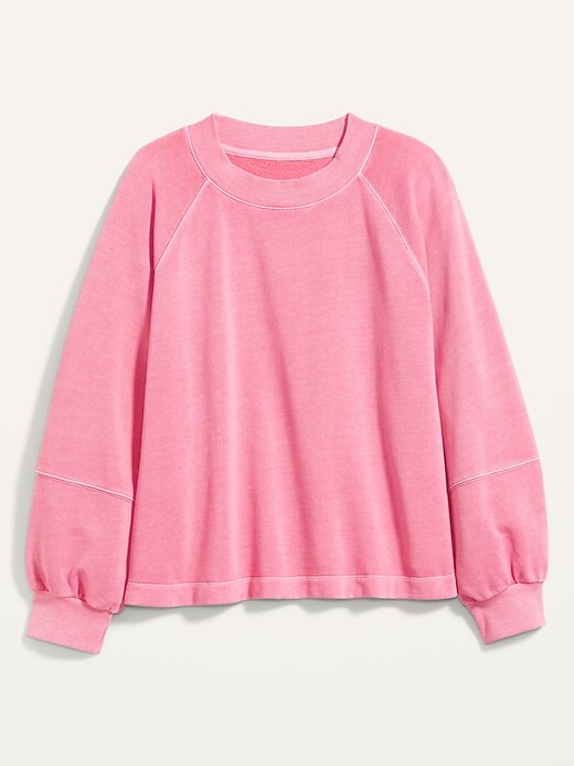 Image number 4 showing, Garment-Dyed Blouson-Sleeve Plus-Size Crop Sweatshirt