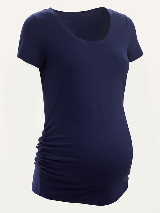 Image number 1 showing, Maternity Scoop-Neck Side-Shirred T-Shirt