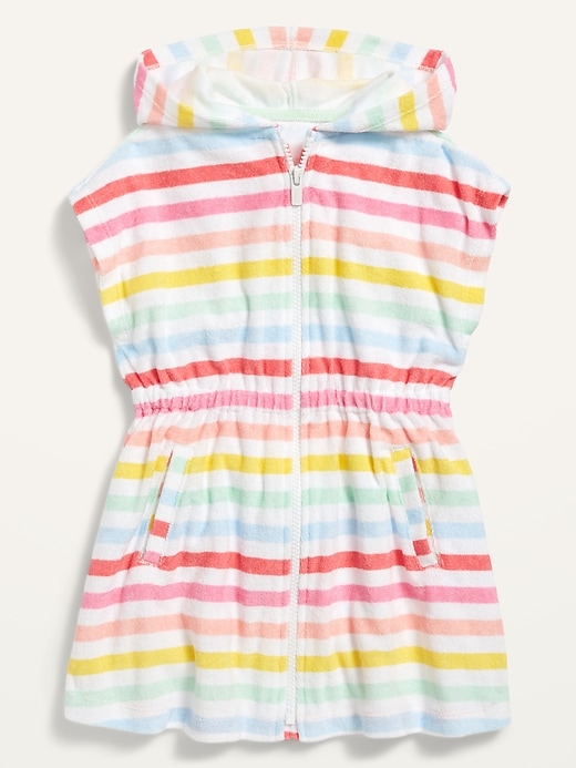 View large product image 1 of 1. Hooded Loop-Terry Zip-Front Swim Cover-Up for Toddler Girls