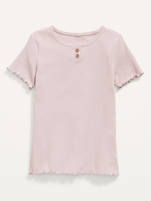 View large product image 1 of 1. Rib-Knit Short-Sleeve Henley T-Shirt for Girls