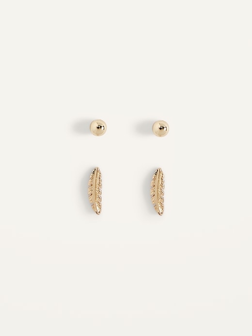 View large product image 1 of 2. Real Gold-Plated Stud Earrings 2-Pack For Women