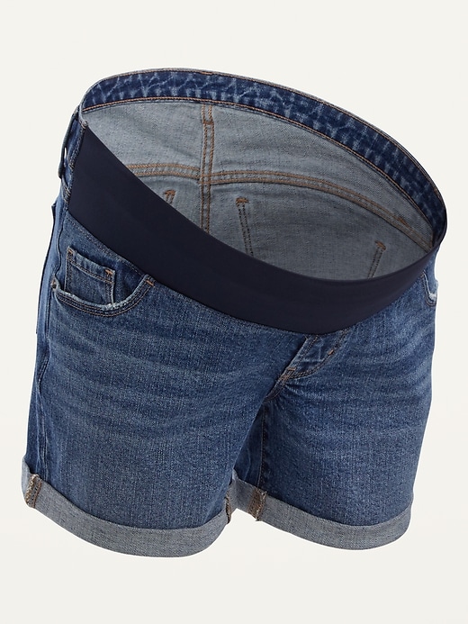 View large product image 1 of 1. Maternity Front Low-Panel Boyfriend Jean Shorts -- 5-inch inseam