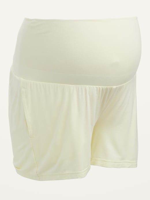 View large product image 1 of 1. Maternity Rollover-Waist Ultra-Soft Sunday Sleep Shorts -- 3.75-inch inseam