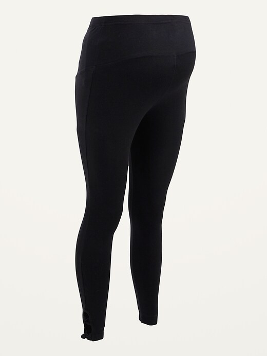 View large product image 1 of 1. Maternity Full Panel Side-Knot Jersey Leggings