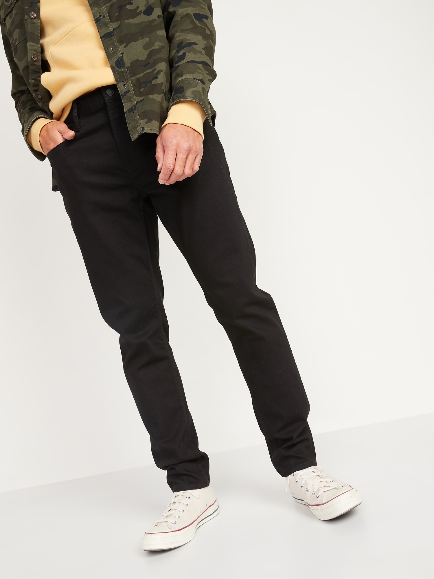 Relaxed Slim Taper Built-In Flex Never Fade Black Jeans for Men