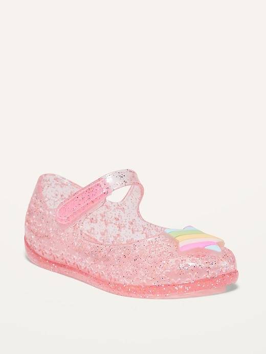 Glitter-Jelly Mary-Jane Flats for Toddler Girls