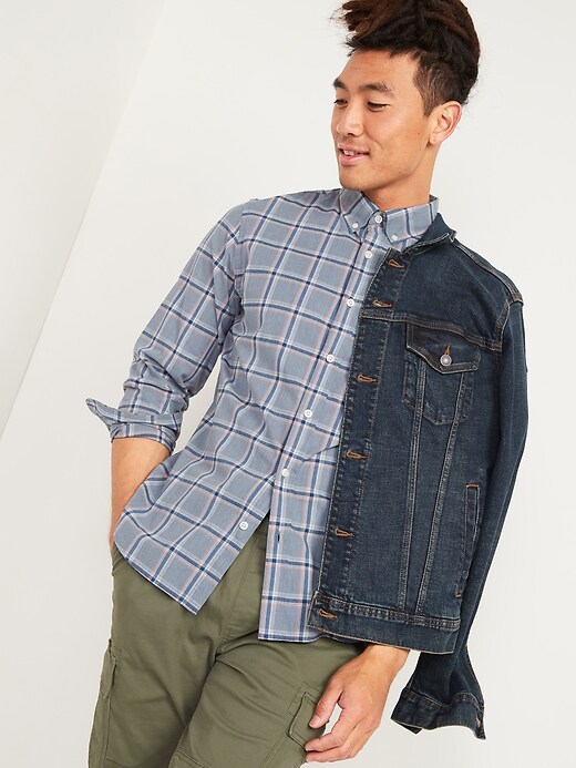 View large product image 1 of 1. Slim-Fit Built-In Flex Plaid Everyday Shirt