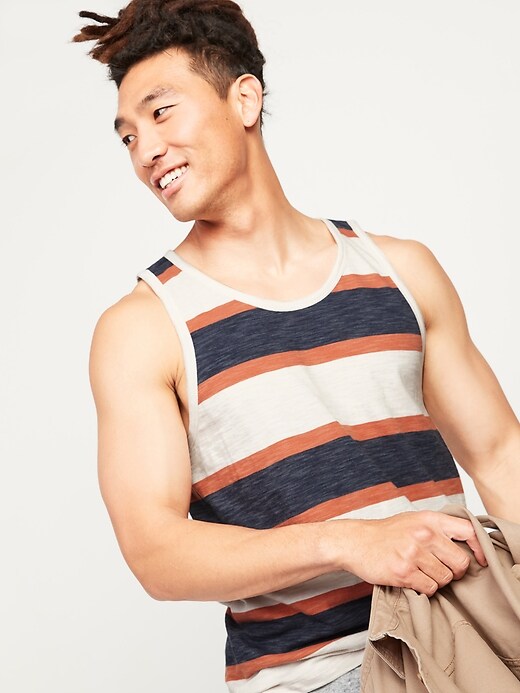 View large product image 1 of 2. Soft-Washed Striped Slub-Knit Tank Top
