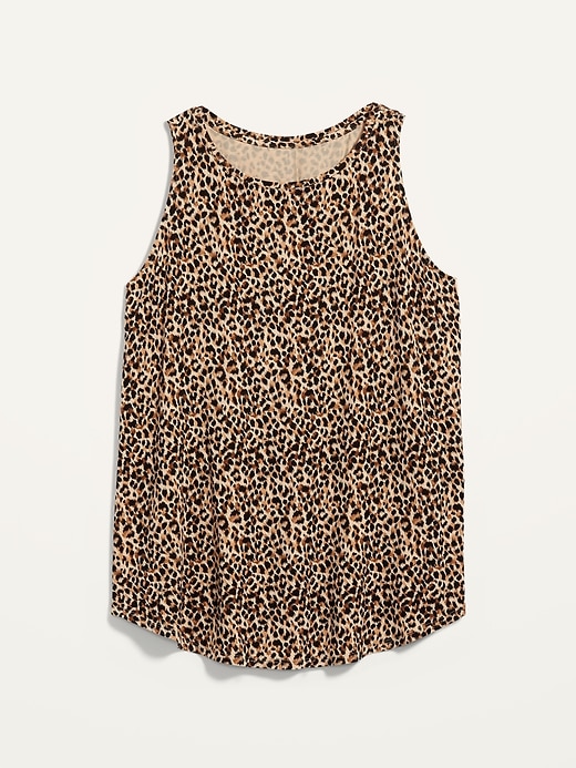 View large product image 1 of 1. Luxe High-Neck Leopard-Print Plus-Size Tank Top