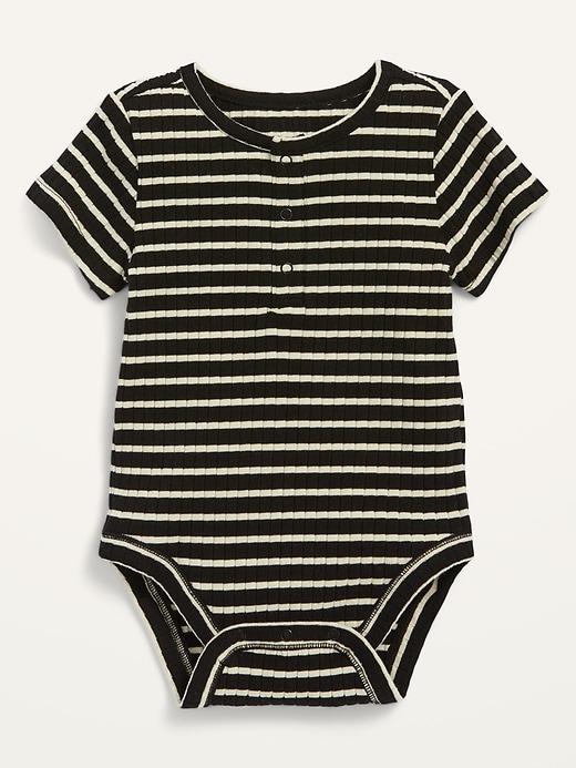 View large product image 1 of 2. Unisex Short-Sleeve Rib-Knit Henley Bodysuit for Baby