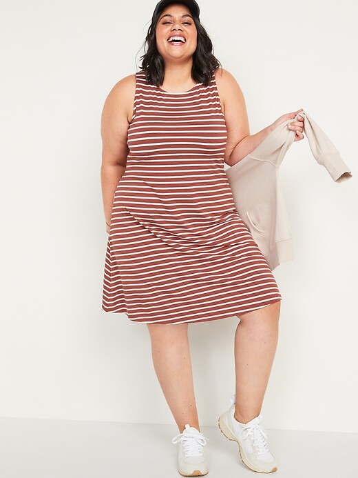 View large product image 1 of 2. Sleeveless Jersey-Knit Plus-Size Swing Dress