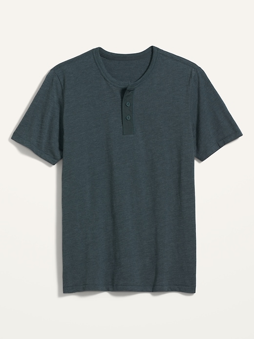 View large product image 2 of 2. Slub-Knit Canvas-Placket Short-Sleeve Henley T-Shirt