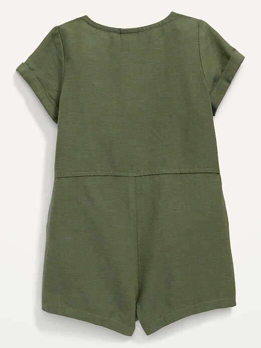 View large product image 2 of 2. Short-Sleeve Utility Romper for Baby