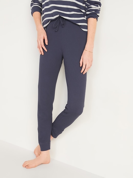 High-Waisted Thermal-Knit Jogger Lounge Pants for Women