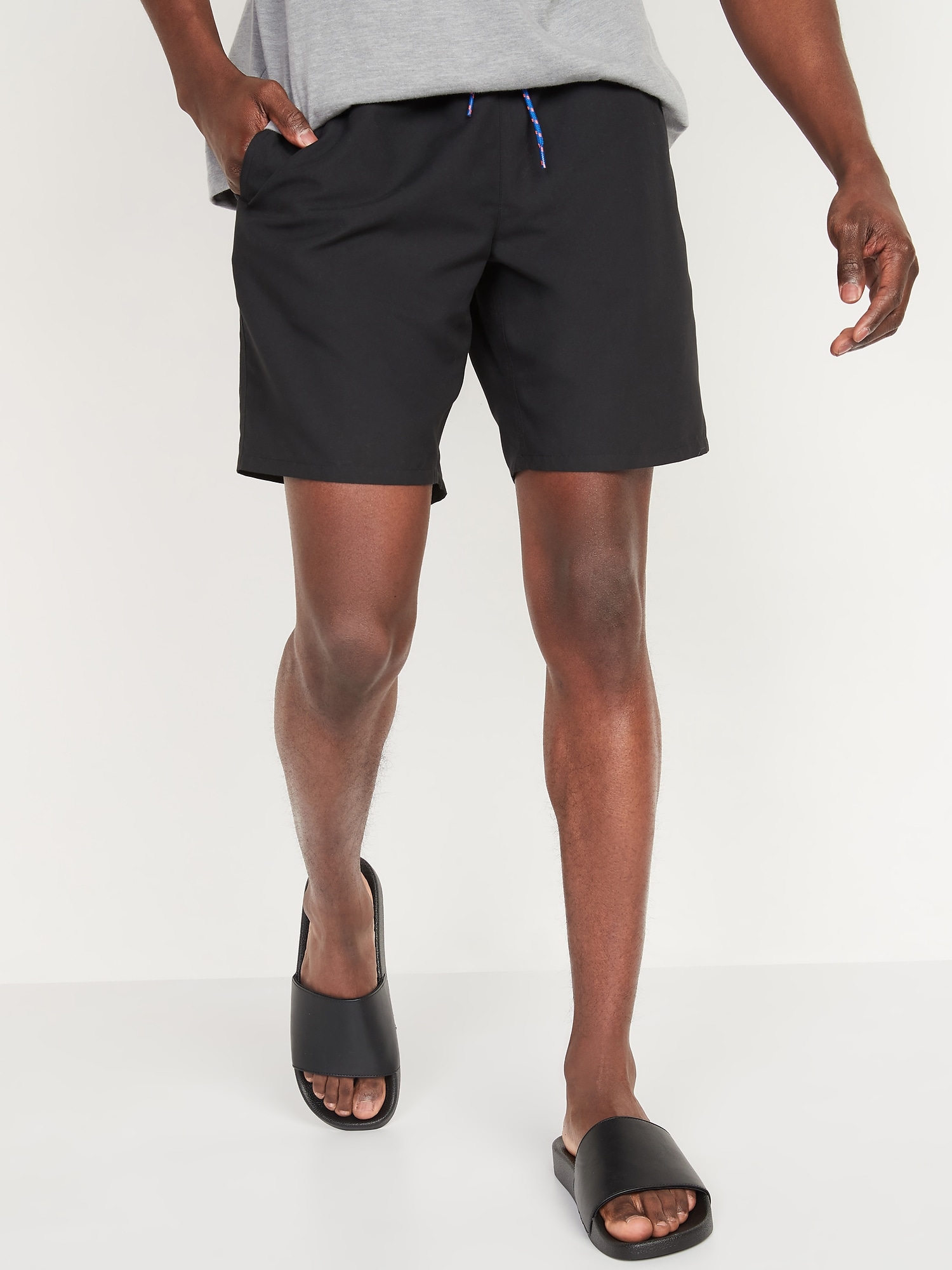 Solid-Color Swim Trunks for Men -- 8-inch inseam